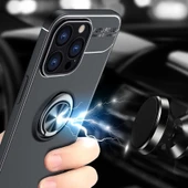 Samsung Galaxy M12 Ultra Koruma Sağlayan Stant Özellikli Yüzüklü Ravel Silikon Kılıf Siyah Rose - 4