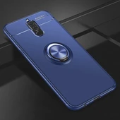 Huawei Mate 10 Lite Ultra Koruma Sağlayan Stant Özellikli Yüzüklü Ravel Silikon Kılıf Mavi - 1