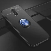 Huawei Mate 10 Lite Ultra Koruma Sağlayan Stant Özellikli Yüzüklü Ravel Silikon Kılıf Siyah Mavi - 1