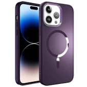 iPhone 14 Pro Max Kılıf Magsafe Wireless Şarj Özellikli Stil Premium Kapak Derin Mor - 1