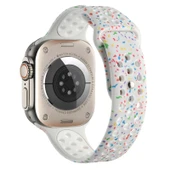 TechnoGuru  Apple Watch 38mm Delikli Suya Dayanıklı Silikon Kordon KRD02  Beyaz - 1