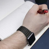 TechnoGuru  Apple Watch 42mm Suya Dayanıklı Pu Deri Lop Kordon KRD09  Pembe - 3
