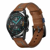 TechnoGuru  Huawei Watch GT 3 46mm Ayarlanabilir 8 Kademeli Deri Kordon KRD19  Kahve - 1