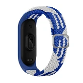 TechnoGuru  Xiaomi Mi Band 6 Hasır Esnek Örgü Naylon Kordon KRD49  Mavi Beyaz - 1