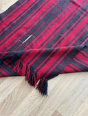 103x205 cm Kırmızı Siyah Çizgili Türk Kilimi, El Dokuması Püsküllü Dekoratif Kilim, Vintage Sevenlere Özel - 6