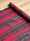 103x205 cm Kırmızı Siyah Çizgili Türk Kilimi, El Dokuması Püsküllü Dekoratif Kilim, Vintage Sevenlere Özel - 5