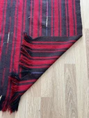 103x205 cm Kırmızı Siyah Çizgili Türk Kilimi, El Dokuması Püsküllü Dekoratif Kilim, Vintage Sevenlere Özel - 7