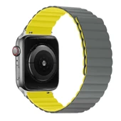 TechnoGuru  ​​​Apple Watch 44mm Çift Renkli Katlanabilir Pu Deri Kordon KRD52  Gri Turuncu - 2