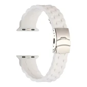 TechnoGuru  Apple Watch 44mm Kordon Metal Tokalı Ayarlanabilir Yapılı Soft Silikon KRD72  Beyaz - 1