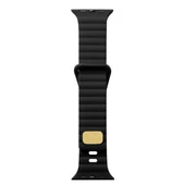 TechnoGuru  Apple Watch 7 45mm Kordon Şık Silikon Gövde Metal Tokalı KRD73  Siyah - 1