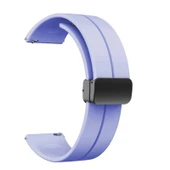 TechnoGuru  Xiaomi Amazfit Pace Kordon 22mm Metal Tokalı Esnek Silikon KRD84  Lila - 1