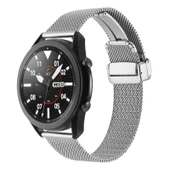TechnoGuru  Gear S3 (22mm) Kordon Metal Hasır Örgülü Şık KRD85  Gümüş - 1