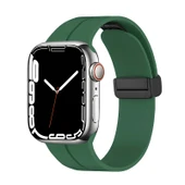 TechnoGuru  Apple Watch 38mm Kordon Metal Tokalı Esnek Silikon KRD84  Koyu Yeşil - 1
