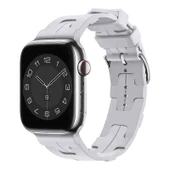 TechnoGuru  Apple Watch 42mm Kordon Silikon Yapılı Metal Tokalı KRD92  Açık Mavi - 1