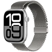 TechnoGuru  Apple Watch 10 42mm Kordon Şık Metal Hasır KRD121  Gri - 1