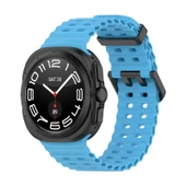TechnoGuru  Samsung Galaxy Watch Ultra 47mm Kordon KRD118 Tırtıklı Tasarım Silikon Kordon  Mavi - 1