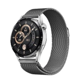 TechnoGuru  Samsung Galaxy Watch Active 2 44mm Band12 20mm Metal Hasır Kordon  Gri - 1