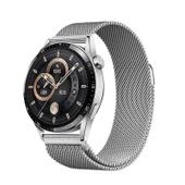 TechnoGuru  Samsung Galaxy Watch Active 2 40mm Band12 20mm Metal Hasır Kordon  Gümüş - 1