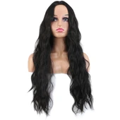 Uzun Su Dalgası Fiber Sentetik Peruk - Koyu Kahve thumbnail 1