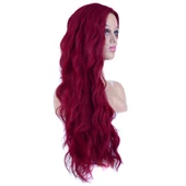 Uzun Su Dalgası Fiber Sentetik Peruk - Kızıl thumbnail 3