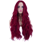 Uzun Su Dalgası Fiber Sentetik Peruk - Kızıl thumbnail 4