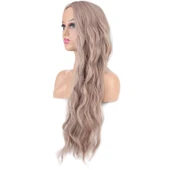 Uzun Su Dalgası Fiber Sentetik Peruk - Küllü Bebek Sarı thumbnail 3