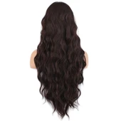 Uzun Su Dalgası Fiber Sentetik Peruk - Kızıl Kahve thumbnail 2