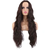 Uzun Su Dalgası Fiber Sentetik Peruk - Kızıl Kahve thumbnail 1