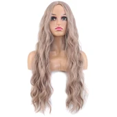 Uzun Su Dalgası Fiber Sentetik Peruk - Küllü Bebek Sarı thumbnail 1