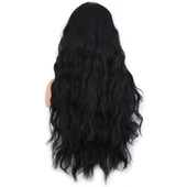 Uzun Su Dalgası Fiber Sentetik Peruk - Siyah thumbnail 1