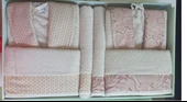 Özdilek Pamuklu 6 Parça Aile Bornoz Seti-Candidum Krem-Pembe Krem-Bej - 1
