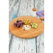 Ahşap Sunumluk Çerezlik Yuvarlak Şekli Servis Tabağı Tepsisi Kahvaltılık Dönerli - 2