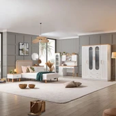 Vita Bohem Genç Odası - 4 Kapaklı Dolap, Karyola, komodin, Çalışma Masası, şifonyer, Kitaplık - 1