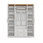 Vita Bohem Genç Odası - 4 Kapaklı Dolap, Karyola, komodin, Çalışma Masası, şifonyer, Kitaplık - 4