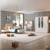 Vita Bohem Genç Odası - 4 Kapaklı Dolap, Karyola, komodin, Çalışma Masası, Şifonyer thumbnail 1