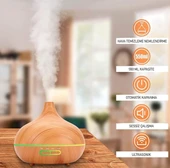 500ML Kumandalı Ahşap Tasarımlı Aromaterapi Hava Nemlendirici – RGB 7 Renk LED, Sessiz Ultrasonik Buhar ve Ferahlatıcı Nemlendirme! - 3