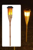 Solar Bambu Bahçe Lambası - Alev Efektli, Su Geçirmez, 60 cm Güneş Enerjili Aydınlatma - 1