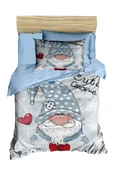 Dijital Baskılı 3d Pamuklu Yenidoğan Bebek Nevresim Takımı Cute Gnome Blue - 2