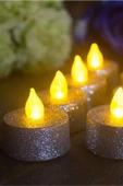 Dekoratif LED Tealight Mum Seti - 4 Adet Alev Efektli, Altın Renk, Alevsiz Işıklı Mum - 4