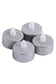 Dekoratif LED Tealight Mum Seti - 4 Adet Alev Efektli, Altın Renk, Alevsiz Işıklı Mum - 2