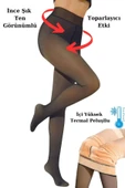 Kadın Peluş Tayt Yüksek Bel Kışlık Termal Kadın Külotlu Çorap Ten Rengi Görünümlü thumbnail 6