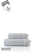 2'li Gri Jelena Havlu Seti %100 Pamuk  - 1 Adet El Havlusu 50x90 ve 1 Adet Banyo Havlusu 70x140 - 1