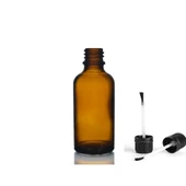 50ml kahverengi cam şişe fırça kapaklı, 12 adet, ecza şişesi, kozmetik şişe, yapıştırıcı şişesi, yağ şişesi - 1