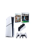 Playstation 5 Slim Standart Edition + 2. PS5 DualSense+ Şarj + Fc 24 + Gta 5 (İthalatçı Garantili) - 1