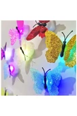 5 Adet Karışık Renk Kelebek Dekor LED Renk Simli Duvar Etiket - 8