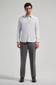 Beyaz Uzun Kol Desen Yarım İtalyan Yaka Cepsiz esnek Classic Slim Fit Gömlek 1004245218 thumbnail 2
