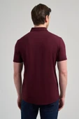 Bordo Kısa Kol Düz Örme İtalyan Yaka Düğmeli Cepsiz Pamuklu Classic Slim Fit Gömlek 1004250156_900 thumbnail 5