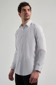 Beyaz Uzun Kol Desen Yarım İtalyan Yaka Cepsiz esnek Classic Slim Fit Gömlek 1004245220 thumbnail 3