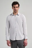 Beyaz Uzun Kol Desen Yarım İtalyan Yaka Cepsiz esnek Classic Slim Fit Gömlek 1004245218 thumbnail 1