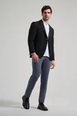 Çizgili Desen Gofreli Mono Yaka Esnek 6 Drop Slim Fit Ceket 1002250122 - 2